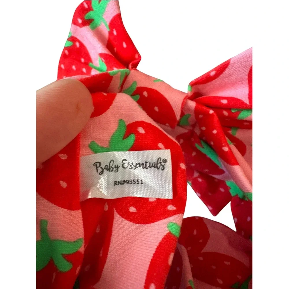 Baby Essentials Strawberry Headwrap Headband Pink Red Bow Baby Toddler Girls